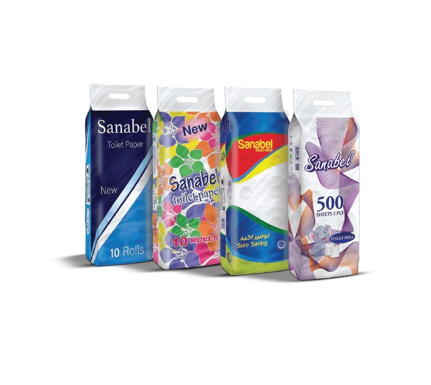 Sanabel Toilet tissue 450 grams, 500 grams, 750 grams, 1000 grams and 1500 grams